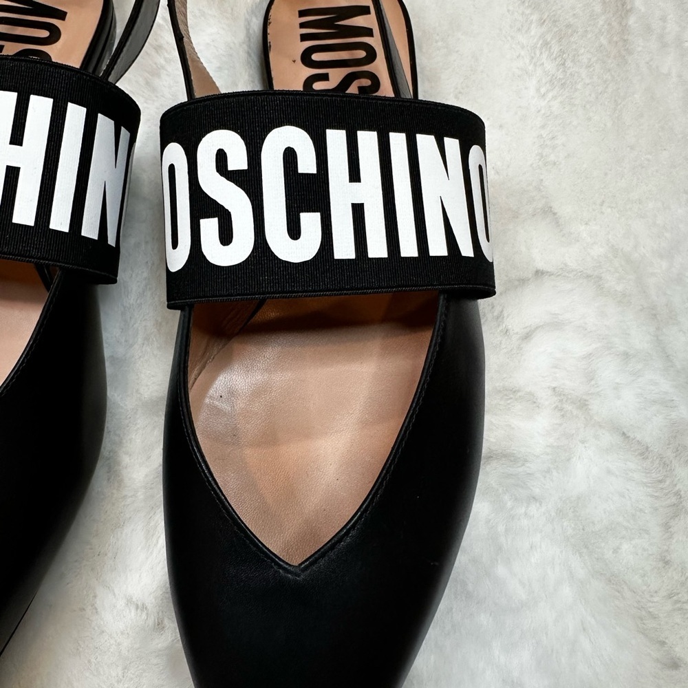 Moschino Black and White Slingback Flats-- Leather Slingback Flat brand new 39 - Picture 2 of 9